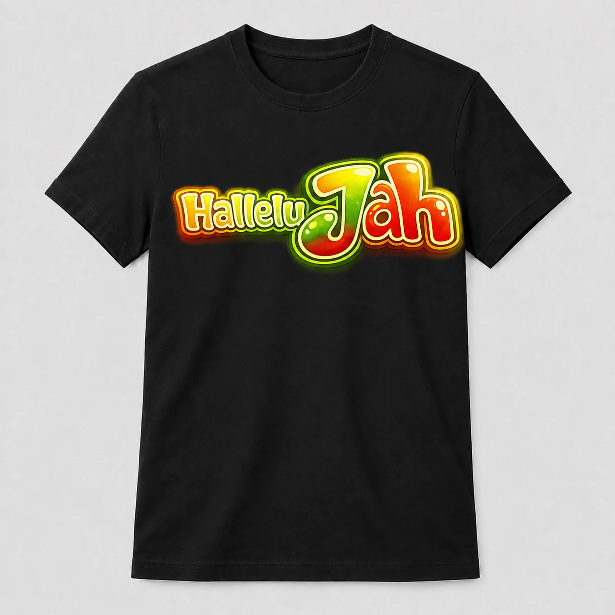 Black HalleluJah Rasta graphic shirt in red, gold and green