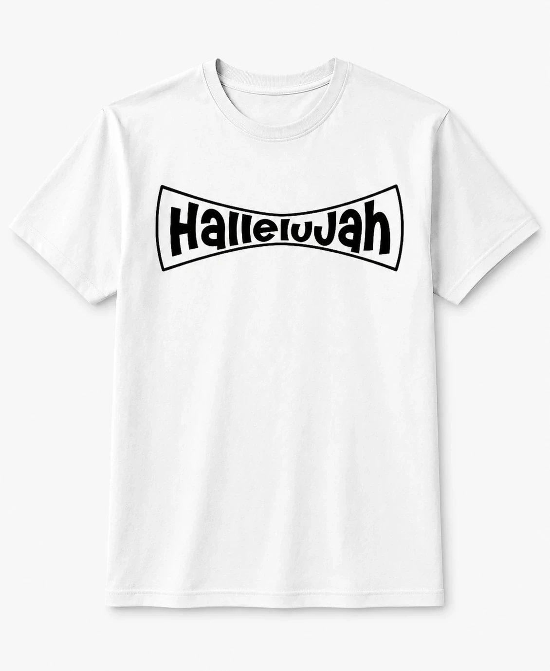 White HalleluJah shirt with black wave logo